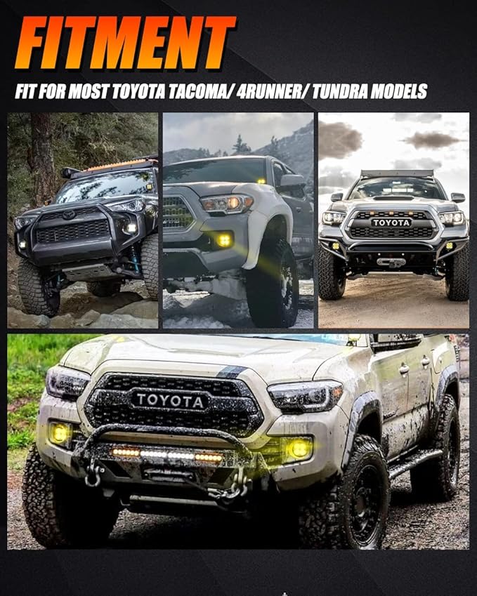 Auxbeam XP-Ultra Series 3" Fog Light Brackets, for Toyota 2012-2022 Tacoma, 2010-2022 4Runner, 2014-2022 Tundra, LED Pods Flush Mount Brackets, Light Bar Mounting Kit, 2 Sides, Pair