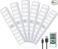LED Closet Light, 6 Pcs 30LEDs Dimmer Rechargeable Motion Sensor Under Cabinet Lighting, Stick-Anywhere Night Safe Light Bar for Wardrobe,Kitchen