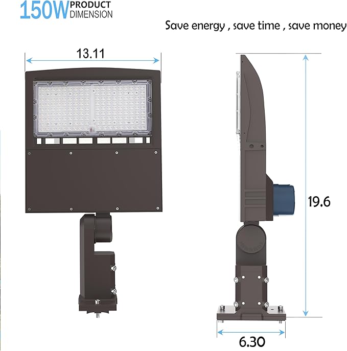 LEDMyplace LED Parking Lot Light 150W 120W 100W Adjustable, Dusk to Dawn Photocell, 3000K, 19200 LM, AC120-277V, IP65 Waterproof Commercial Street Security Shoebox Lights for Pathway Stadium Court