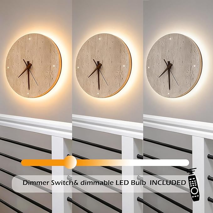 Modern Alabaster Wall Light Round Yellow Natural Stone Sconce for Bedroom Vanity, Staircase, Entryway & Living Room, Black Frame Fixture（Dimmable）