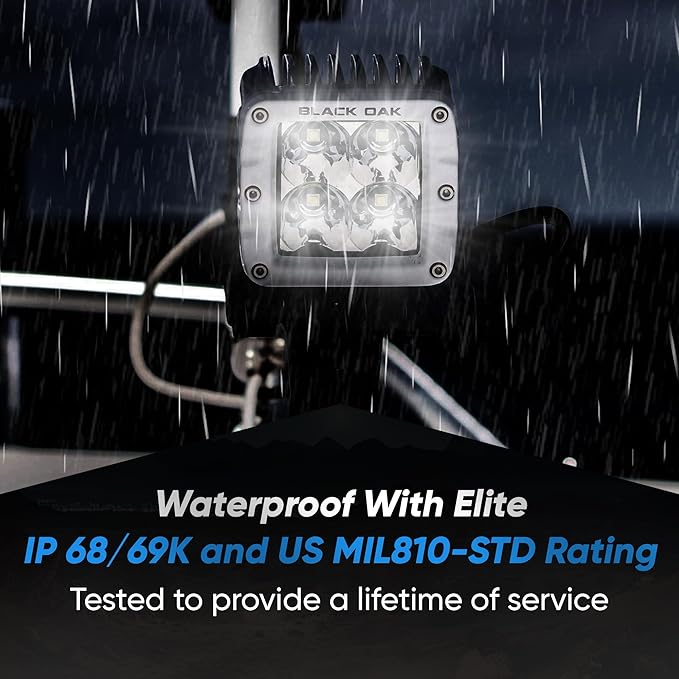 Black Oak LED Pro Series 3.0 Marine 2 Inch POD Light: Spot 40W CREE XM-L2 (2 Pack) Includes Brackets and Wiring Harness, Waterproof Lighting for Offroad Trucks, ATV, UTV, Boats