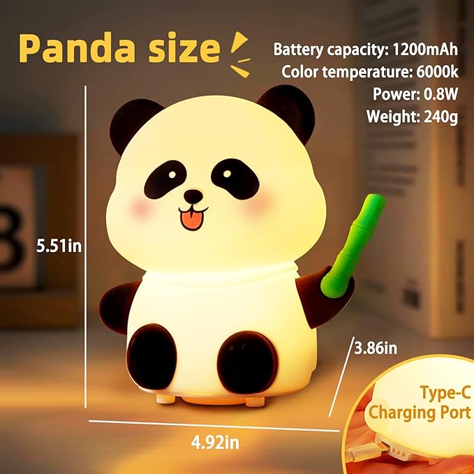Bunny Night Light for Kids, 7 Colors LED Nightlight for Bedroom, Cute Rabbit Nursery Night Lamp for Girls Boys, Cute Stuff for Children Nightlight Thanksgiving Christmas Gifts (Bamboo Panda)