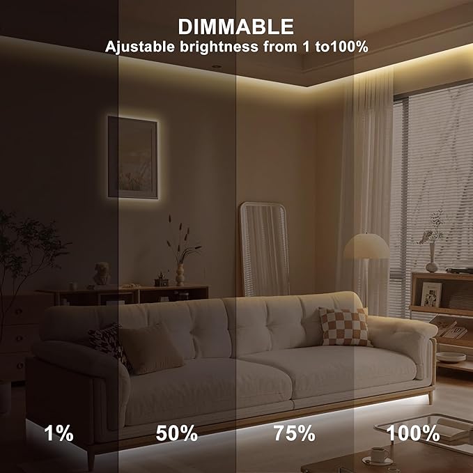 16.4ft Smart LED Strip Light, Tunable White 2700K-6500K Dimmable Bright WiFi COB Light Compatible With Alexa and Google for Kitchen Cabinet, Room