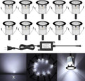 Low Voltage LED Deck Light Kit Stainless Steel Waterproof Recessed Wood Decking Stairs Garden Yard Patio Decor Lamp Black Border Outdoor LED Lighting (Cool White, 10pcs)