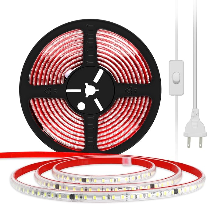 AC 110V LED Strip Lights 3 Meters Cold White LED Rope Lights 9.84FT Flexible LED Strips 120 LEDs/m SMD 2835 Bright LED Tape Light 6000K for Bedroom Kitchen Cabinet