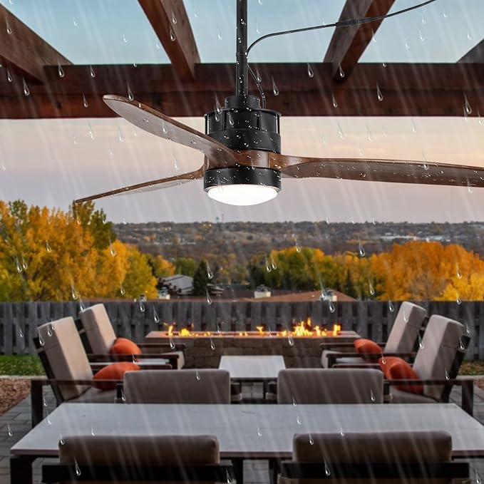 EKIZNSN 52'' Outdoor Ceiling Fans Waterproof with Light for Patios/Gazebo/Pergola, 16-feet Extension Cord Included