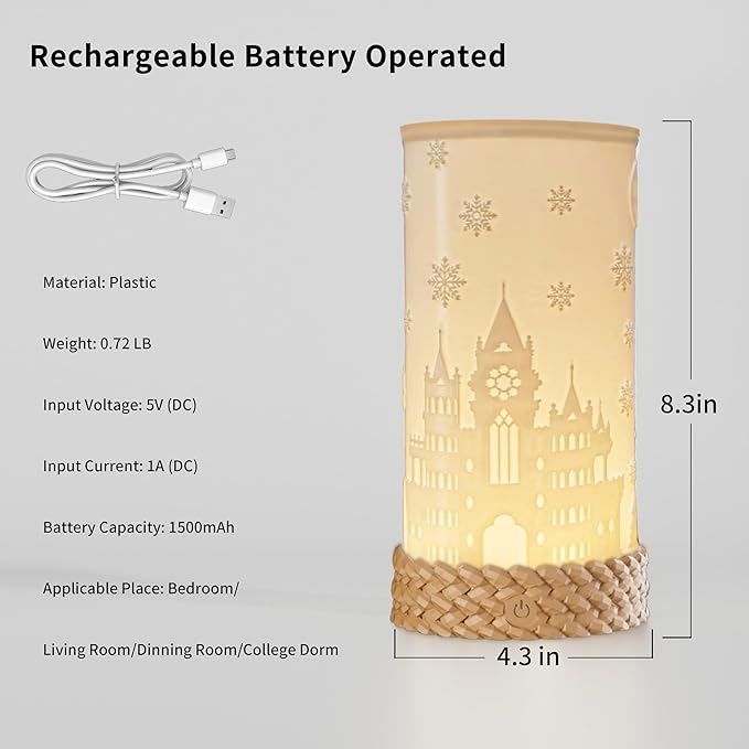 Bedside Table Lamp for Bedroom - 3 Color Temperatures Nightstand Ambience Lamps with USB C Charging, 360 Degree Rotating Shade Touch LED Lamp for Living Room, College Dorm
