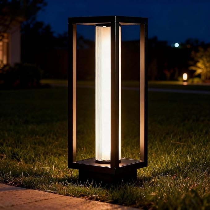SkyGlow 15" Pathway, Column, and Garden 3-in-1 Light, 120V Aluminum Outdoor IP65 Waterproof LED 3000K Modern Landscape Path Lights Hardwired for Patio, Yard, or Driveway Post Cap Lantern