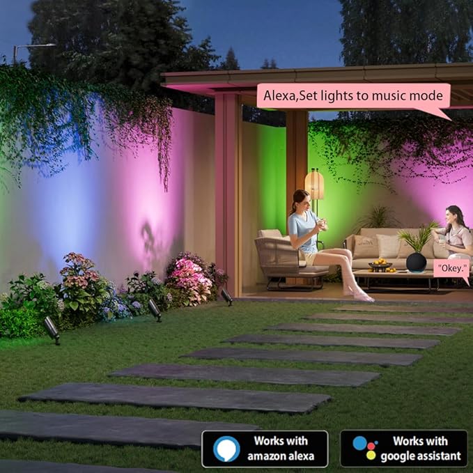 Low Voltage Landscape Lighting with 4 Spot Lights, RGB Color Changing from Warm to Cool White 5000K 12V Outdoor Landscape Lights,Waterproof Black LED Spotlights for Outdoor Garden Pathway,4 Pack