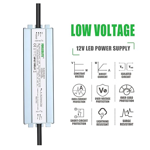 Wide Input 100~265V AC to DC 12V 100W Output IP67 Waterproof Constant Low Voltage LED Power Supply Transformer Driver with Preparation Input Plug for Outdoor Indoor LED Lights