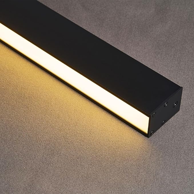Black ceiling light LED, modern and simple, long strip ceiling surface installation, suitable for living room, bedroom, corridor and kitchen, remote control to switch color and brightness, 39.3 inches