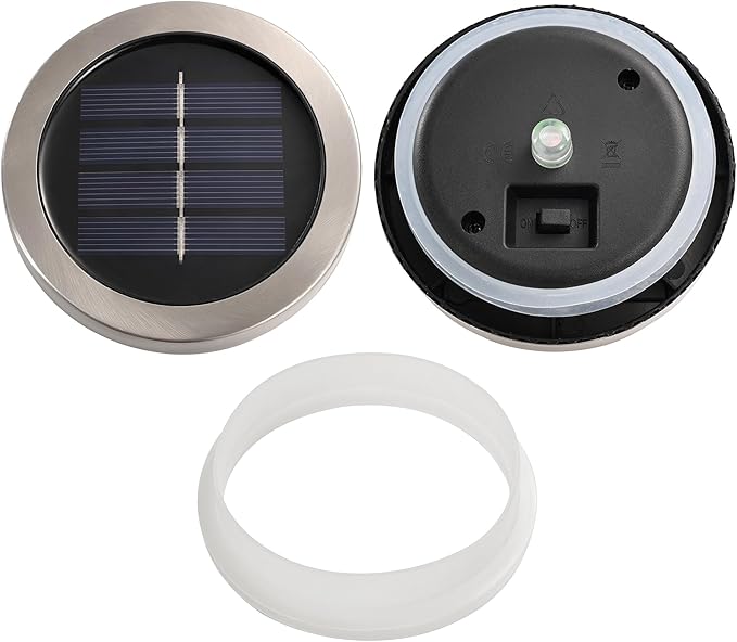 Cooo 4 Pack Heavy Solar Mosaic Crackle Glass Lights with Dual Solar Panels, Color-Changing RGB Lantern, Exclusive Dazzling Glass, Waterproof Outdoor Table Lamps Garden Lamp Christmas Decorations