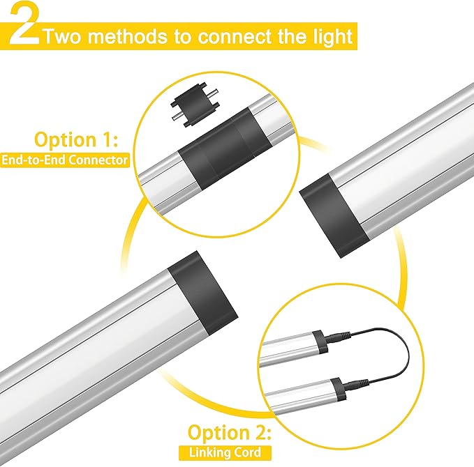 GETINLIGHT 12-inch Plug-in LED Under Counter Lights for Kitchen, Day Light 5000K, Pack of 6, IN-0110-26-SN-5K