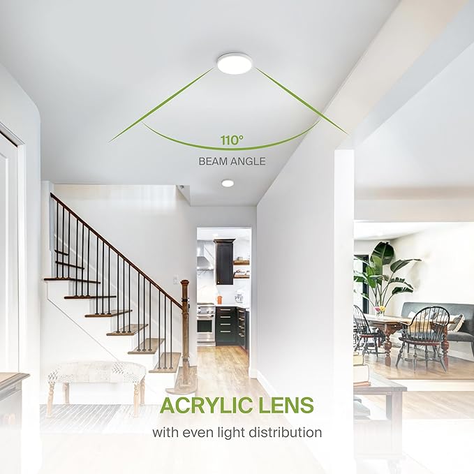 ASD LED 5" Round Flush Mount Ceiling Light Fixture, Low Profile Surface Lighting | 5CCT, Dimmable, Ultra-Thin, ETL Listed | 10W 700LM 2700-6000K 120V | Kitchen, Bedroom, Hallway Lamp | White, 6 Pack