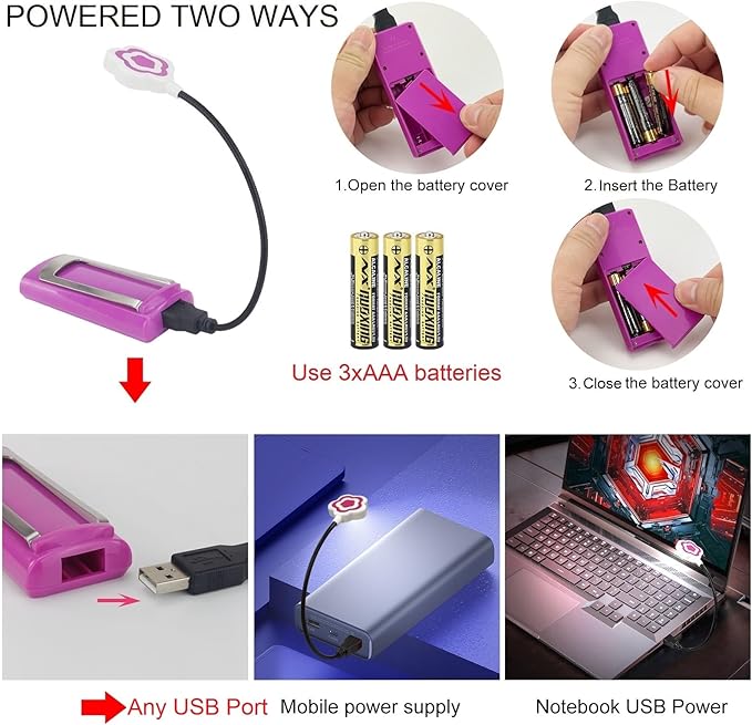 LED Reading Light, LED Flexible Book Light for Reading in Bed, USB Computer Light Small Book Lamp Reading Lamp, Lightweight Clip on Light for Reading Books,Working