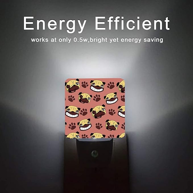 Dog Night Light,Cute Dog Paws Night Lights Plug into Wall with Dusk to Dawn Light Sensors 0.5W Dim Night-Lights for Bedroom