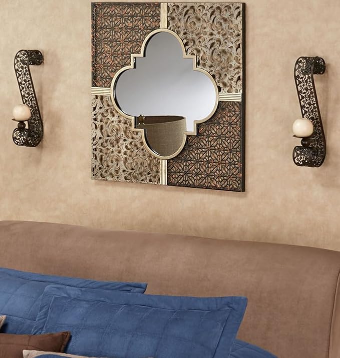 Touch of Class Classic Elegant Scrolling Diandre Metal Wall Sconce Pair - Finished in Antique Bronze - Candle Pair Decor - Set of Two - Floral Vine - 16 Inches High
