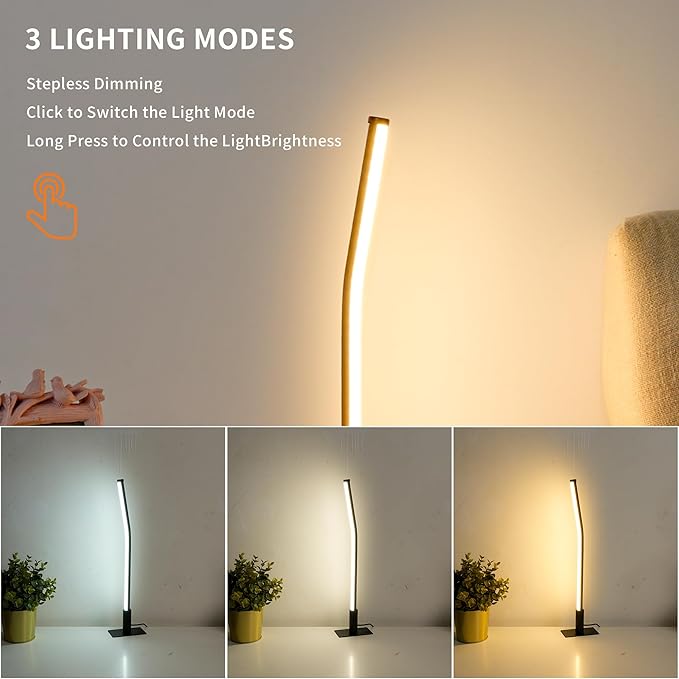 LED Desk Lamp,Stepless Dimmable Bedside Lamps with 3 Color Temperature,Modern Nightstand Light,Touch Lamp for Bedroom,Living Room,Corner,Gift,Black,6W