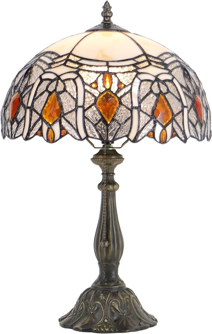 Tiffany Style Lamp Stained Glass Table Lamp Memory Sympathy Desk Reading Light 12X19 Inch (Crystal Style)