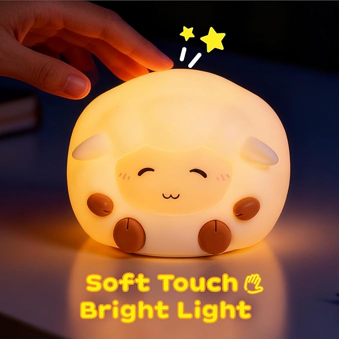 Rechargeable Sheep Night Light, Touch-Controlled Silicone Lamp, Multi-Color & Warm Cute Lamps, Anime Lamp, Sleepy Sheep for Bedroom or Desk