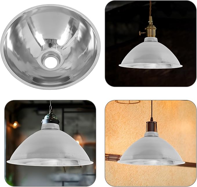 Industrial Cone Metal Lamp Shade Stainless Steel Hanging Replacement for Porch Home Light Fixtures Easy-clean Lampshade with Modern Industrial Style