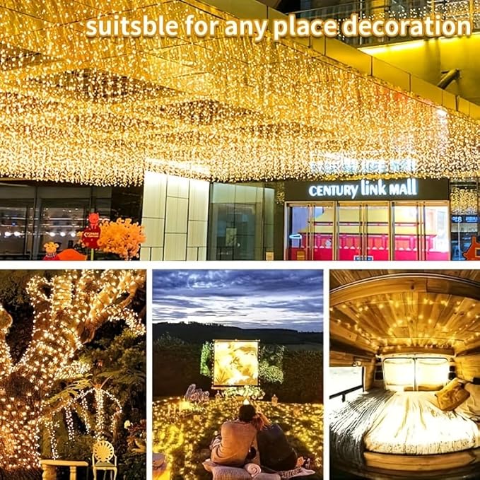 Solar String Lights Outdoor, 100 FT 300 LED Solar Christmas Fairy Lights Outside Waterproof 8 Modes, Xmas Tree Light for Patio Garden Party Backyard Wedding Holiday Decor, Warm White