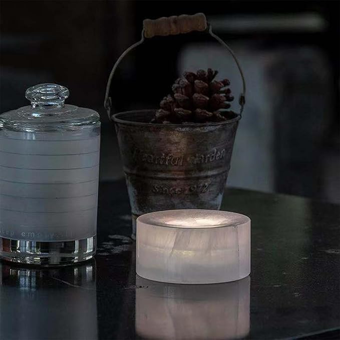 Natural Jade Touch Night Light: Color-Changing LED Mood Lamp, Rechargeable Soft Glow Stone Light for Bedroom, Minimalist Aesthetic Home Decor, USB Ambiance Lamp, Snow Lotus