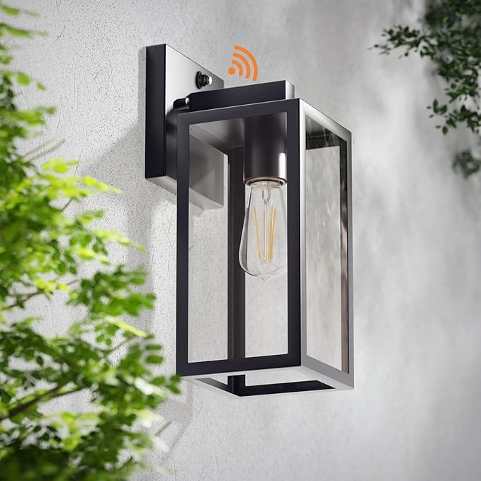 Kalium Dusk to Dawn Porch Outdoor Light, 2 Pack Wall Light Fixtures Waterproof Exterior Wall Sconce Light Fixture with E26 Base for Patio Entryway Hallway (Bulb not Included)