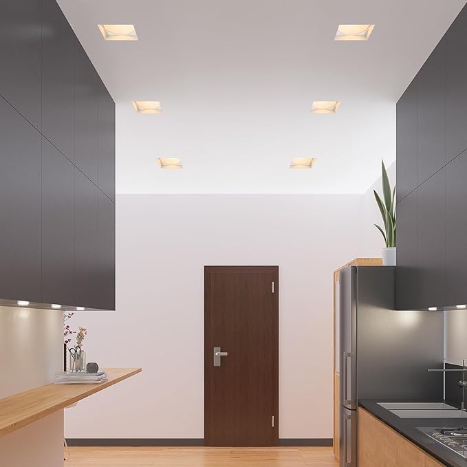Maxxima 6” Trimless Ultra-Thin Square Recessed Anti-Glare LED Downlight, Canless IC Rated, 1800 Lumens 5 Color Temperature Selectable 2700K/3000K/3500K/4000K/5000K Dimmable, 90 CRI, J-Box Included