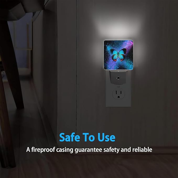 Night Lights Plug into Wall Colorful Blue Butterfly Night Lights Dusk to Dawn Sensor Led Lamp for Women Men,Led Lights for Stairway/Hallway/Bedroom,0.5W