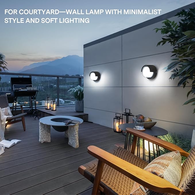 Modern Outdoor Wall Light - Waterproof Round Wall Mount Lamp for Garden/Patio - 6500K Cold Light