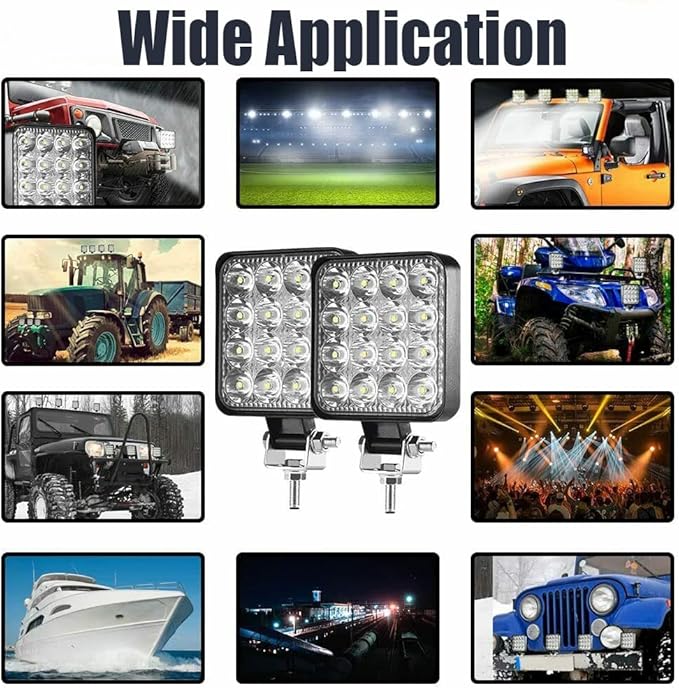 LED Pod Lights 20Pcs 4 Inch Square Tractor Work Lights 48W 12V Led Light Bar Off Road Lights for Truck ATV UTV RV RZR Boat Pickup Golf Cart Snow Blower