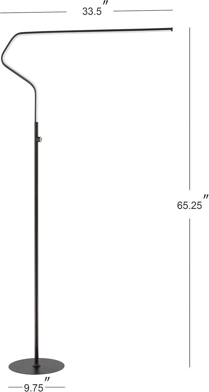 JONATHAN Y JYL7020B Julian 65.25" Integrated LED Metal Floor Lamp Minimalistic,Modern,Contemporary for Bedrooms, Living Room, Office, Reading, Black
