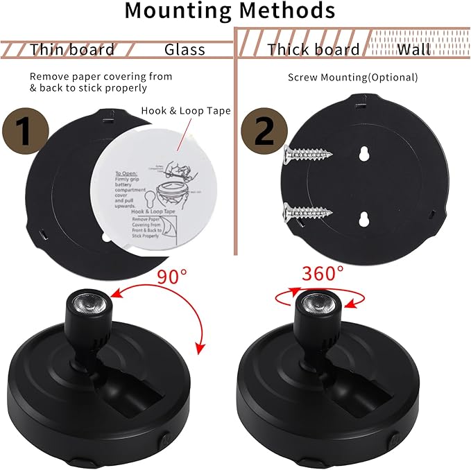 2-Pack Cordless Spotlight Battery Operated Picture Lights, LED Display Puck Lights with 2 Remote, Dimmable Accent Lighting Stick on Uplight for Wall Painting Gallery Art Dartboard Plants