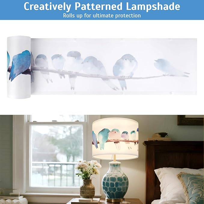 Drum Lamp Shades Set of 2,13"x10" Decorative Fabric Lampshades for Table Lamps,Floor Lamps and Chandeliers,Farmhouse Replacement Light Shades with Cottagecore Print Decor,Spider Fitter,Fits E26 Bulbs