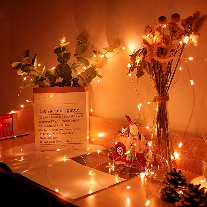 100 Pack Fairy Lights 7Ft 20 LED Twinkle String Lights Battery Operated Waterproof Firefly Starry for Mason Jar Party Wedding Christmas Valentines Day,Orange