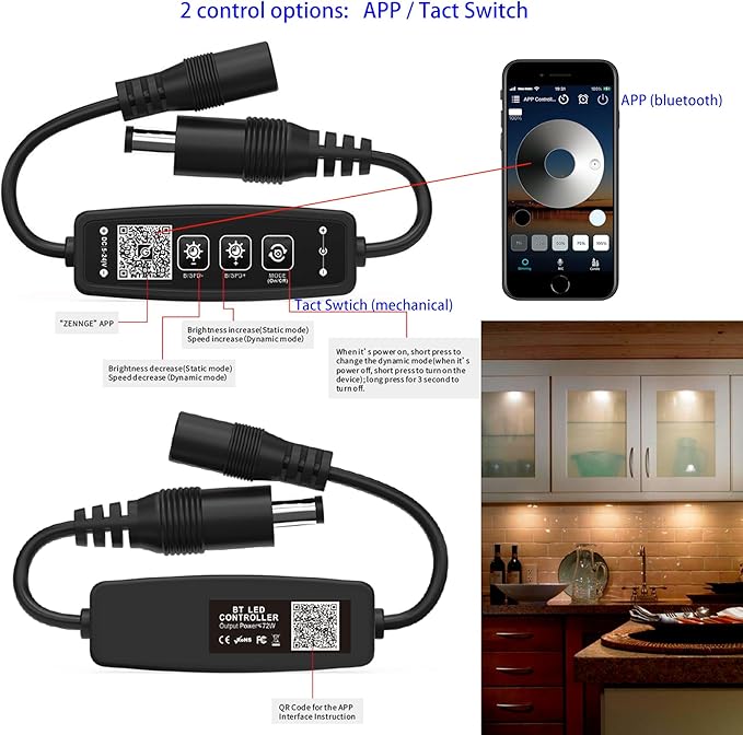 Puck Lights Bluetooth APP Smart Control Dimmable Tact Switch Under Cabinet Light Cabinet Lighting Cabinet Lights DC 12V Adaptor (Silver, Cool White Light, APP 4Pack)