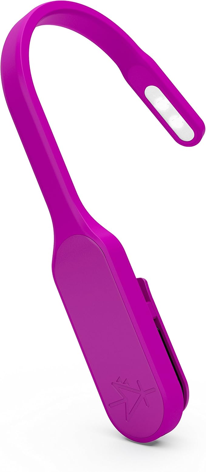 The Original Mighty Bright Recharge Clip On Rechargeable Book Light Reading Light, Warm Eye Care LEDs, Flexible, Durable, Dimmable, Perfect for Kids, Bookworms, Reading in Bed, Lasts 60 Hours (Purple)