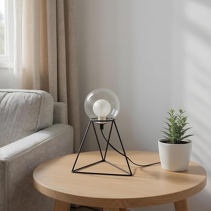 Table Lamp for Living Room - Dimmable Bedside Globe Lamps Minimalist Nightstand Lamp 2200K Warm Ambient Lighting for Home Office Modern end Table Kitchen Corner Shelf(Bulb Included)