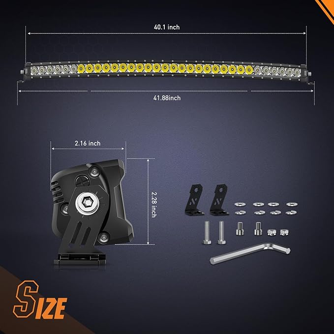 Nilight Curved LED Light Bar 42 Inch 165 W Flood Spot Combo Beam 16500LM P8/5W Chips Offroad Driving Single Row Slim Lights IP68 for UTV Truck RZR SUV ATV Boat