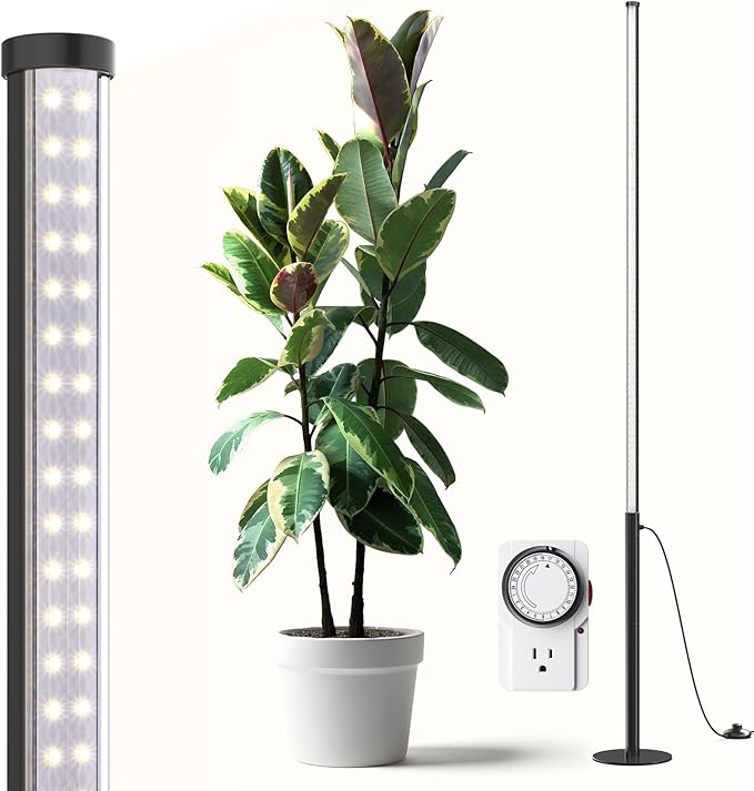 Barrina T10 Pro Standing Grow Light with Timer, 42W, 5000K, Full Spectrum Vertical Tall Grow Lights for Indoor Plants, Wide Coverage, 4FT to 5.6FT Height with Foot Switch, for Flower and Tall Plants