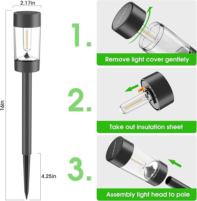 Solar Lights Outdoor, 12 Pack Waterproof Solar Landscape Lighting for Pathway Garden Yard Path Walkway Driveway Lawn Patio Outside Decor, Cool White