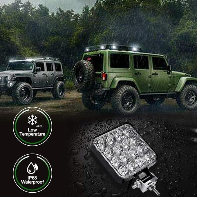 LED Pod Lights 20Pcs 4 Inch Square Tractor Work Lights 48W 12V Led Light Bar Off Road Lights for Truck ATV UTV RV RZR Boat Pickup Golf Cart Snow Blower