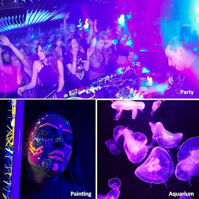 200W 2 Pack LED Black Light, Halloween Outdoor Blacklight Flood With Plug and Switch, IP66 Waterproof for Glow in The Dark, Party, Body Paint, Florescent, Aquarium