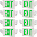 8 Pack LED Green EXIT Sign with Emergency Lighting with Battery Backup&Adjustable Two Head-US Standard-Hardwired-Exit Sign for Home Power Failure