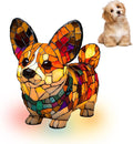 Corgi Night Light, LED Dog Series Art Light, Cute Pet Themed Stained Resin Table Lamps, Vintage Home Decor, Fun Gift for Dog Lovers (#04, 5.9")