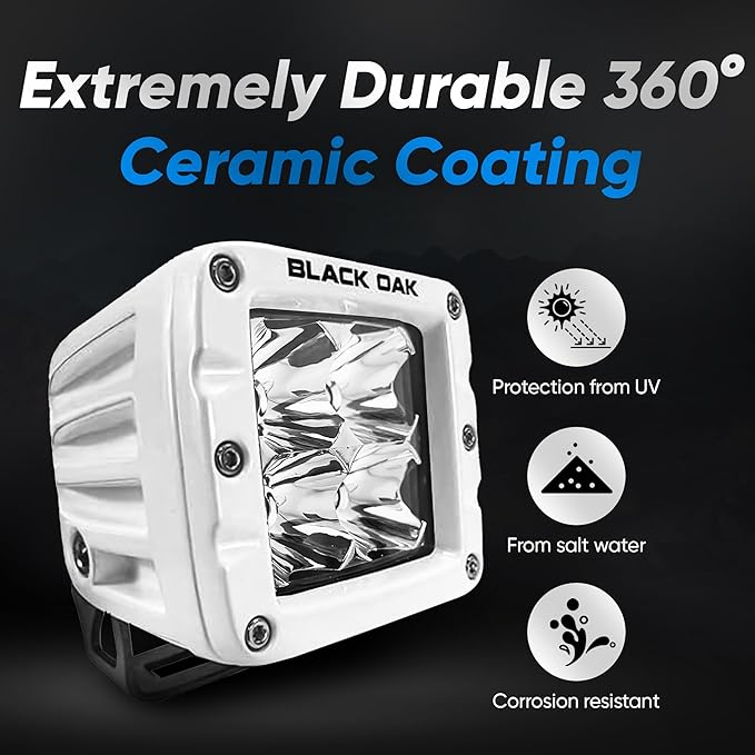 Black Oak LED Pro Series 3.0 Marine 2 Inch POD Light: Spot 40W CREE XM-L2 (2 Pack) Includes Brackets and Wiring Harness, Waterproof Lighting for Offroad Trucks, ATV, UTV, Boats