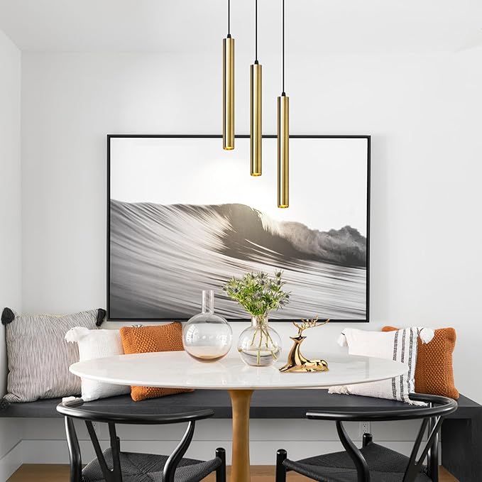 OKELI Modern Pendant Lights 4000K Bronze LED Dimmable Pendant Light Fixtures Pendant Lighting for Kitchen Island,Bar,Bedroom, 15.7inch, 10W, ETL, 3Pack