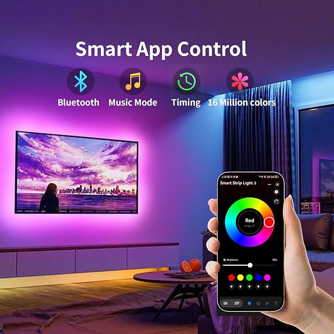 KSIPZE LED Lights for TV, 9.6ft TV led Backlight for 32-45 Inch TVs RGB TV Backlight Behind Music Sync Smart APP & Touch Control TV LED Strip Lights USB Powered for Bedroom/Gaming