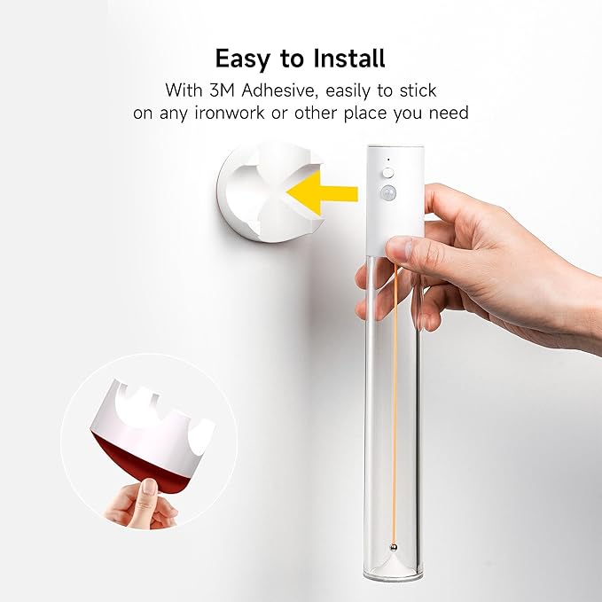 AUGE LIGHT Motion Sensor Light Magnetic Body Sensor Wall Light Wall Sconce Rechargeable USB Torch Lights Cordless Handheld for Bedside Stair Hallway (White)